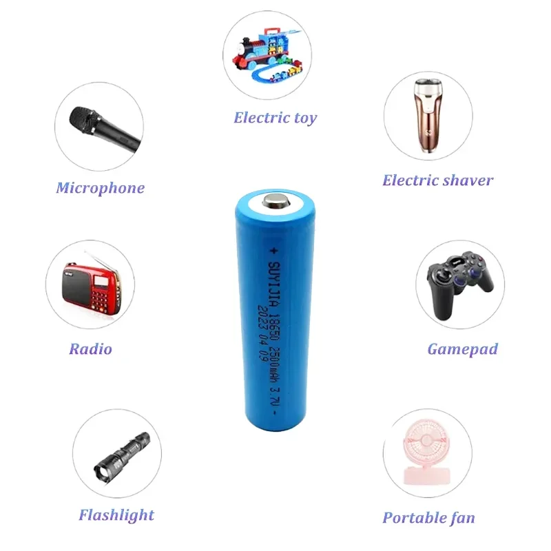 18650 Rechargeable Lithium Battery 3.7V 2500mAh Suitable for Flashlight Electronic Cigarette Shaver Power Tool Model Aircraft