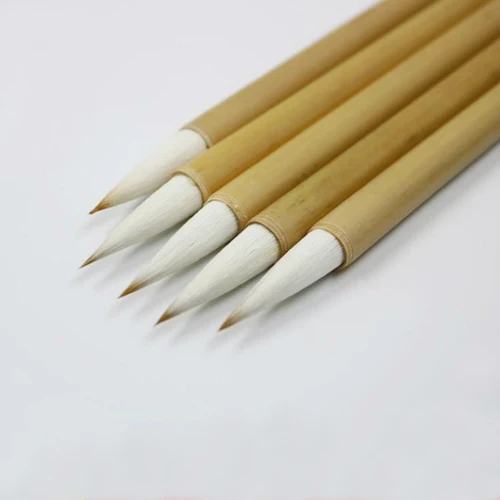 Imagen 2 del producto 5 uds. Pincel de caligrafía ZhongKai de bambú, pincel de lana para pintar chino, pelo suave, pincel de escritura de escritura medio Regular