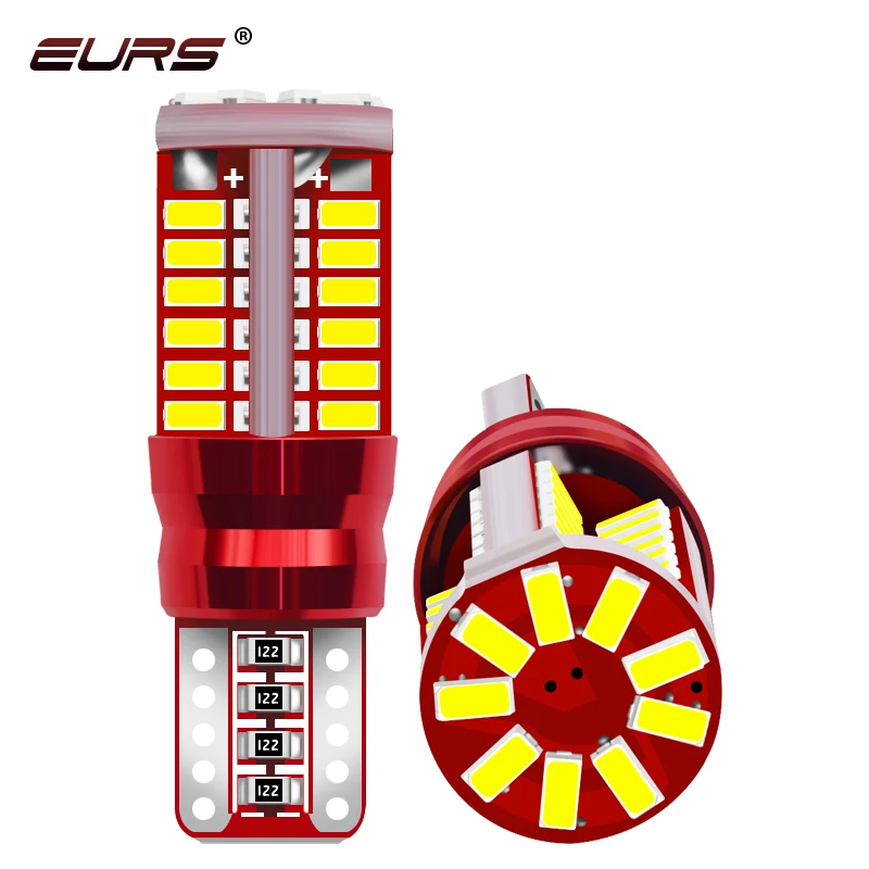 EURS 2pcs W5W T10 Led Bulbs Canbus 168 194 501 Led 5w5 Car Interior Dome Reading License Plate Light 3014 57smd Signal Lamp 12V