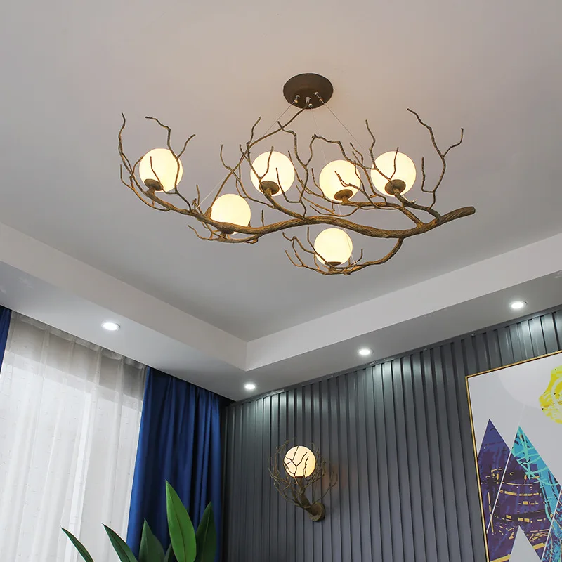 Nordic Designer Minimalist Retro Branch Ceiling Chandeliers Led Hanging Light for Bedroom Living Dining Room Study Pendant Lamp
