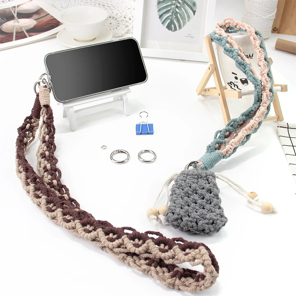 Macrame Kit Diagonal Half Hitch Phone Lanyard DIY Material Pack Polyester Handmade Craft Gift for Beginners Key Bag Camera Strap view 5