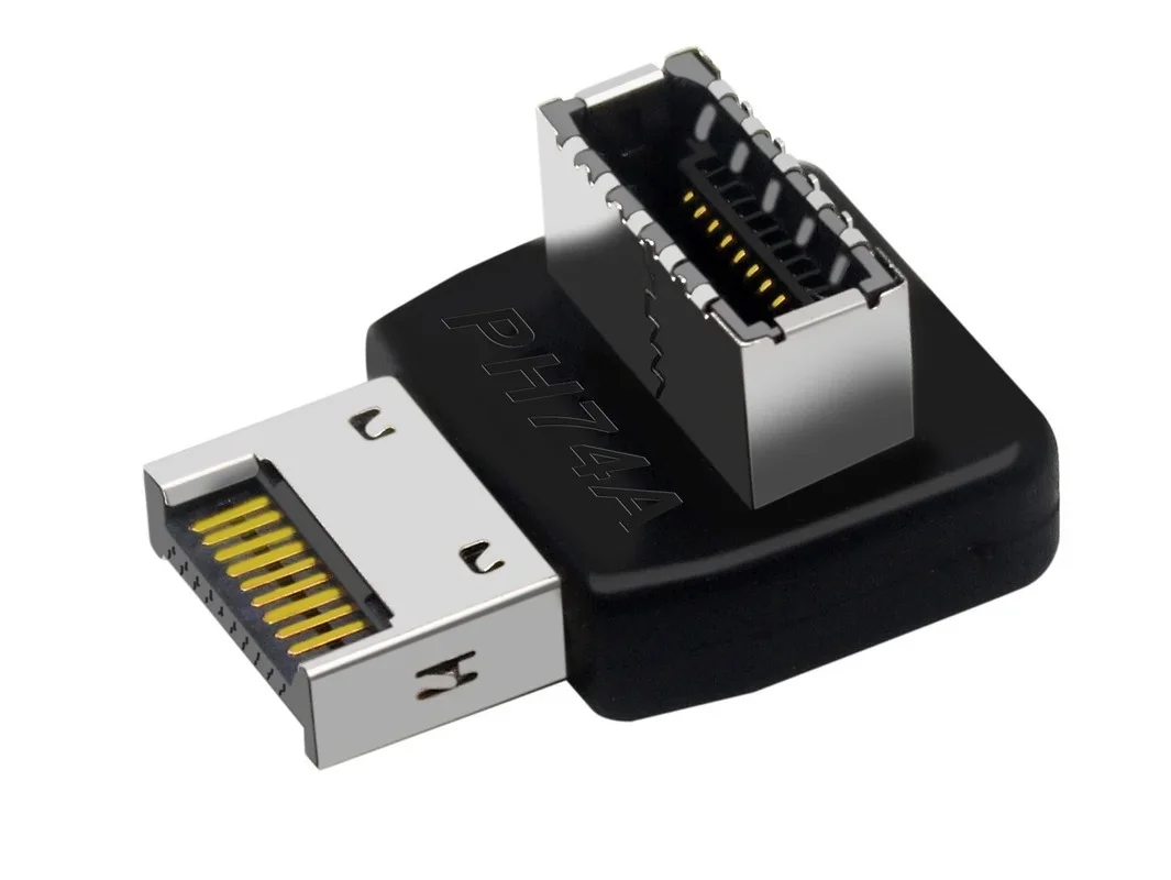 USB Connector Adapter USB3.0 19P/20P To TYPE-E 90 Degree Converter Adapter Case Front TYPE C Socket Computer Motherboard