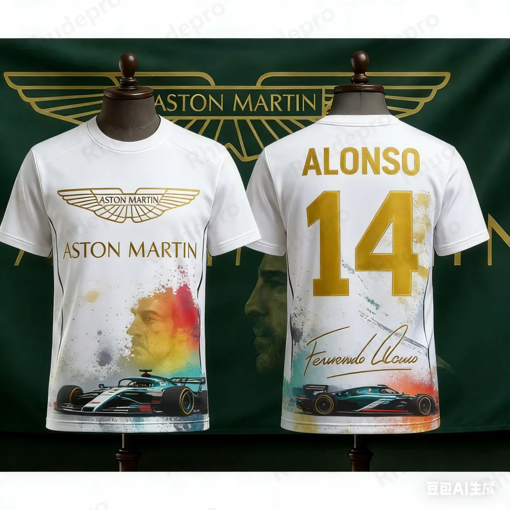 

Футболка Aston Martin, мотоциклетная майка испанского гонщика Фернандо Алонсо №14, быстросохнущая спортивная одежда с коротким рукавом, команда Aramco