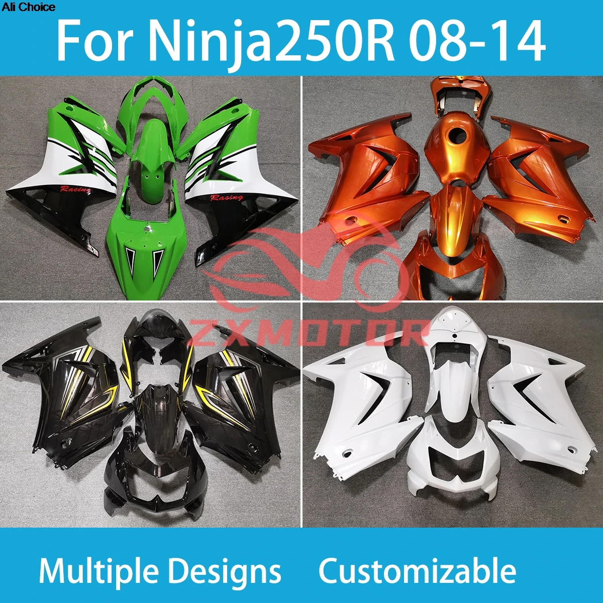 

New ZX250R 2008 2009 2010 2011-2014 Bodywork Cover Fairings for Kawasaki Ninja 250R 08-13 14 15 16 ABS Motorcycle Fairing Kit