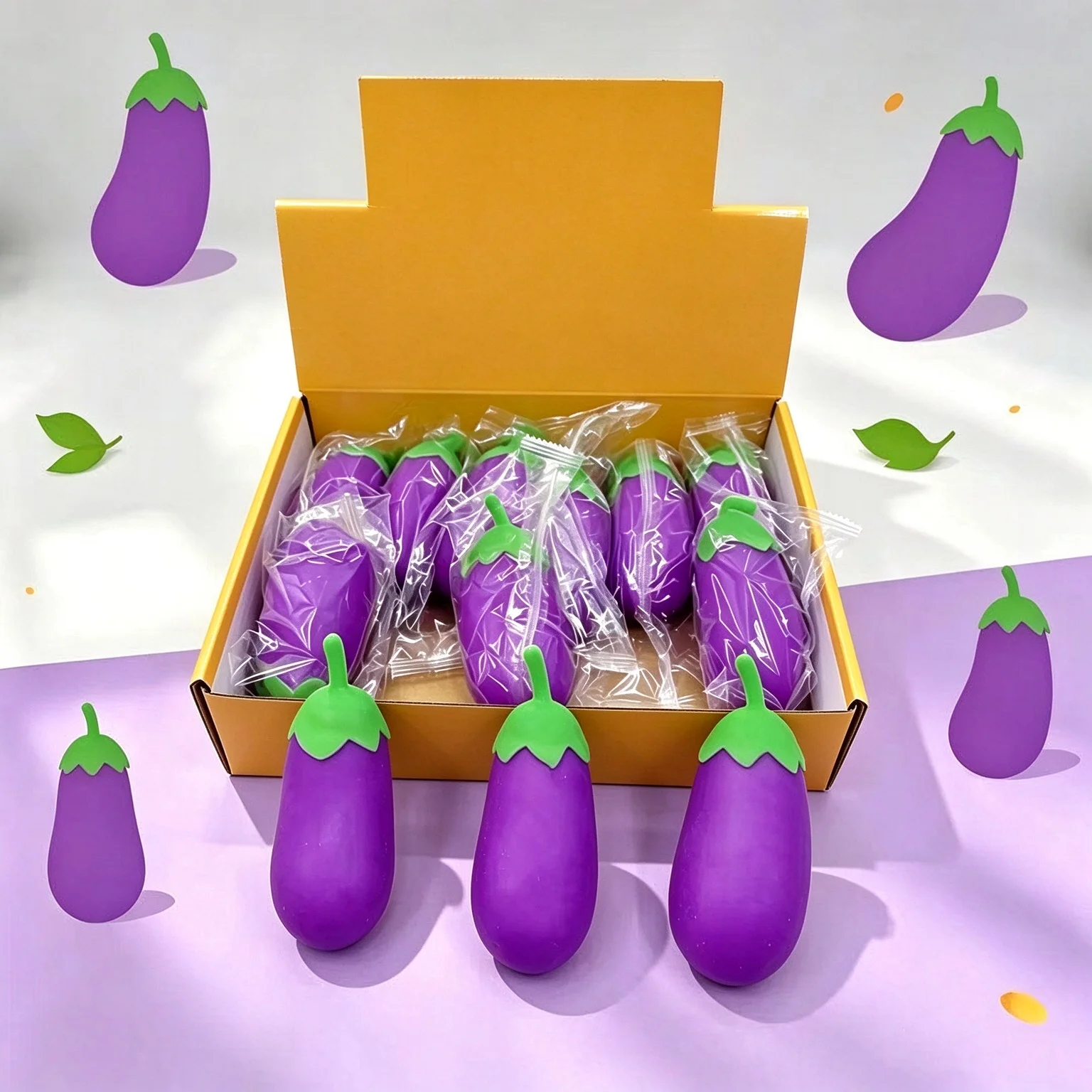 Realistic Eggplant Squishy Toy, Soft Slow Rebound Squeeze Toy, Lightweight Sensory Stress Relief Fidget Toy for Kids & Adults