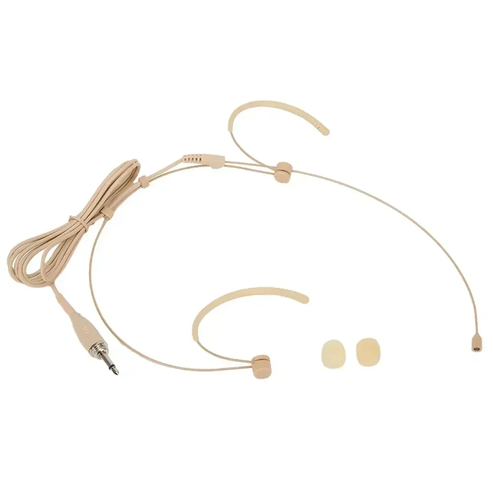 

Beige Double Earhook Headset Microphone Headworn Condenser Microphone For For SHURE 3.5mm 3 Pin 4 Pin XLR Plug