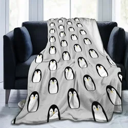 Kawaii Penguin Blankets Flannel Autumn/Winter Cartoon Animal Breathable Soft Throw Blankets for Sofa Outdoor Bedspread