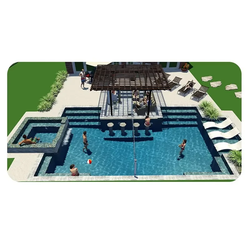 Customized pool Resort Outdoor Volleyball Tennis Game Sports Garden Large Inground Prefab Large Spa Fiberglass Swimming Pool