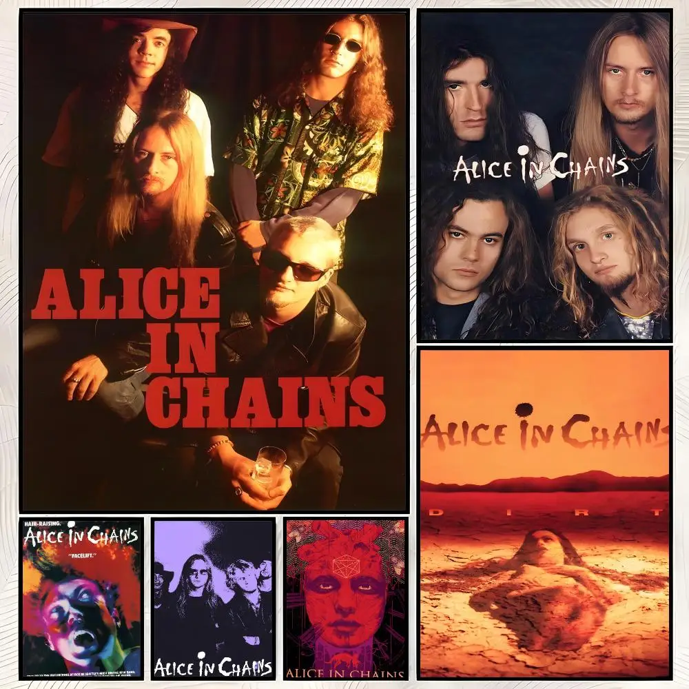 Band A-Alice in Chains Poster Self-Stick HD PP paper Wall Art Poster, Waterproof Decor for Bedroom, Living Room and Home