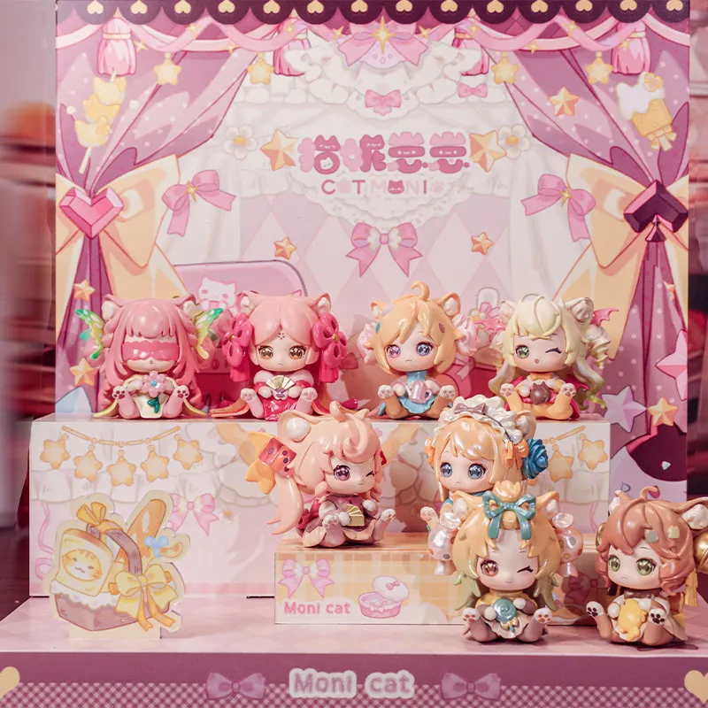 

Original MONI Cute Cat Mystery Blind Box Kawaii Collectible Figures Display Desktop Decoration Surprise Toy Birthday Gifts