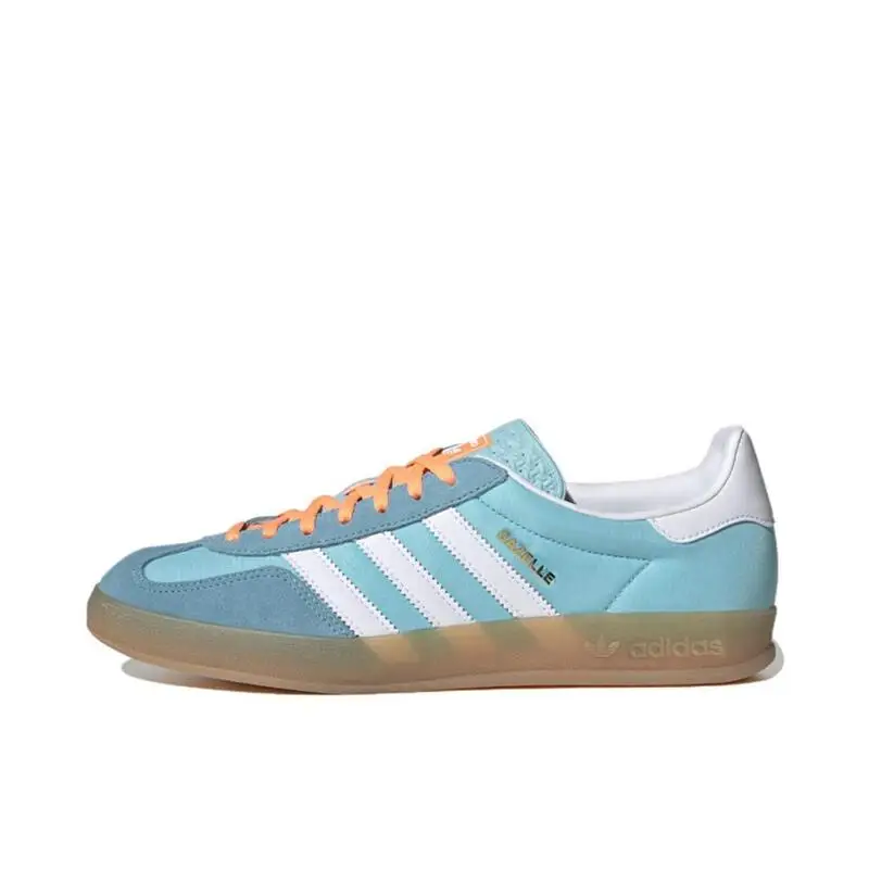 Adidas Originals Gazelle Men's and Women's Skateboarding Shoes Anti Slip and Wear Resistant Training Blue/White/Orange