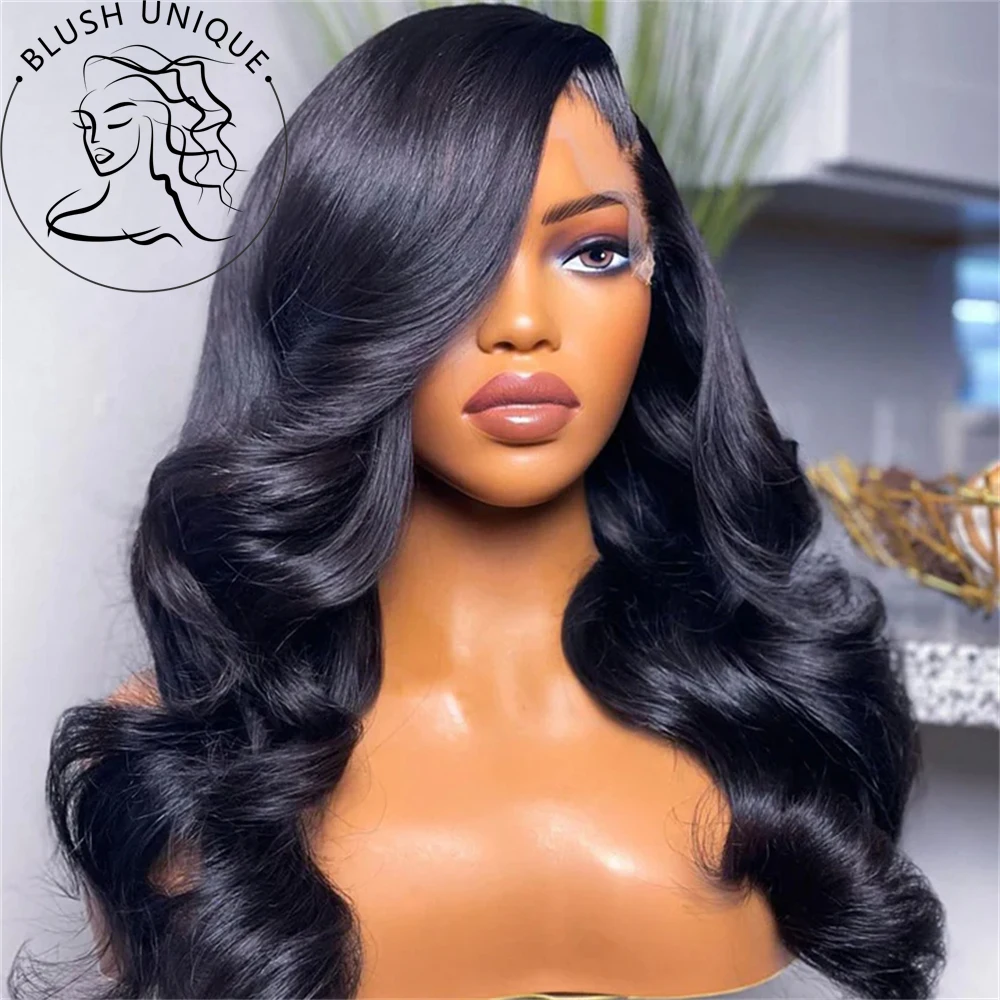 HD Transparent 13x4 Body Wave Lace Front Wigs For Women Black Color Synthetic Lace Frontal Wig Pre Plucked Heat Resistant Wigs