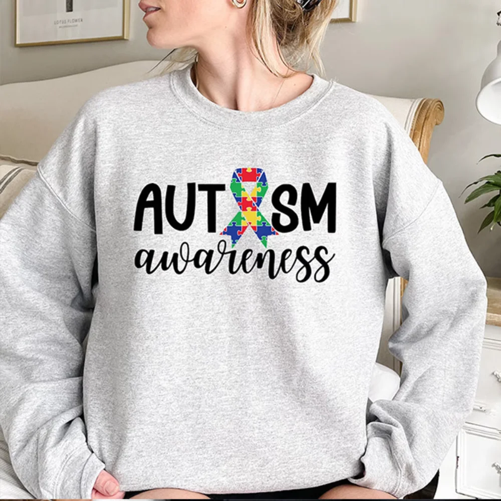 

Rheaclots Women's Autism Awareness Printed Long Sleeves Sweatshirt