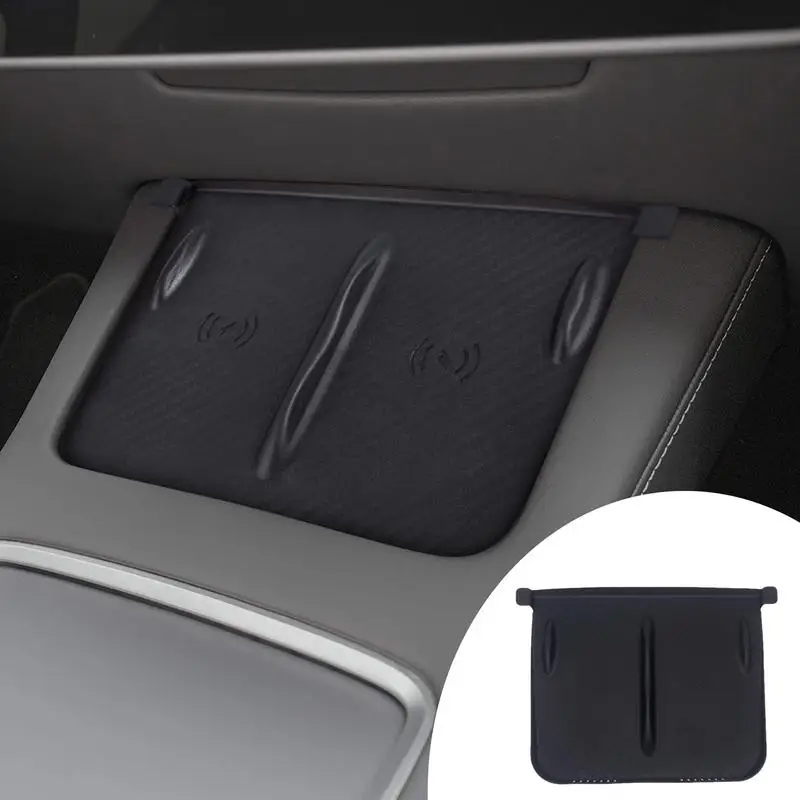 For Tesla Model 3/Y Wireless Charger Pad Center Console Organizer Accessories Silicone Charging Mat Station Anti-Slip Cover Case