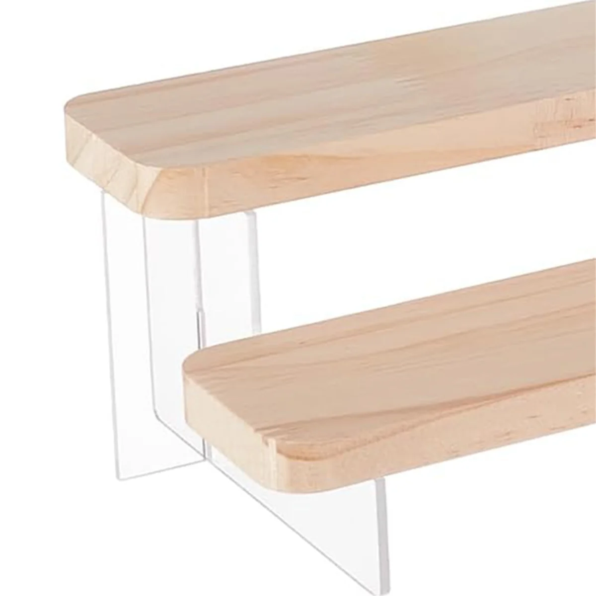 2-Tier Figure Display Stand Wooden Tiered Organizer Holder, Acrylic Display Risers for Models, Building Blocks Display