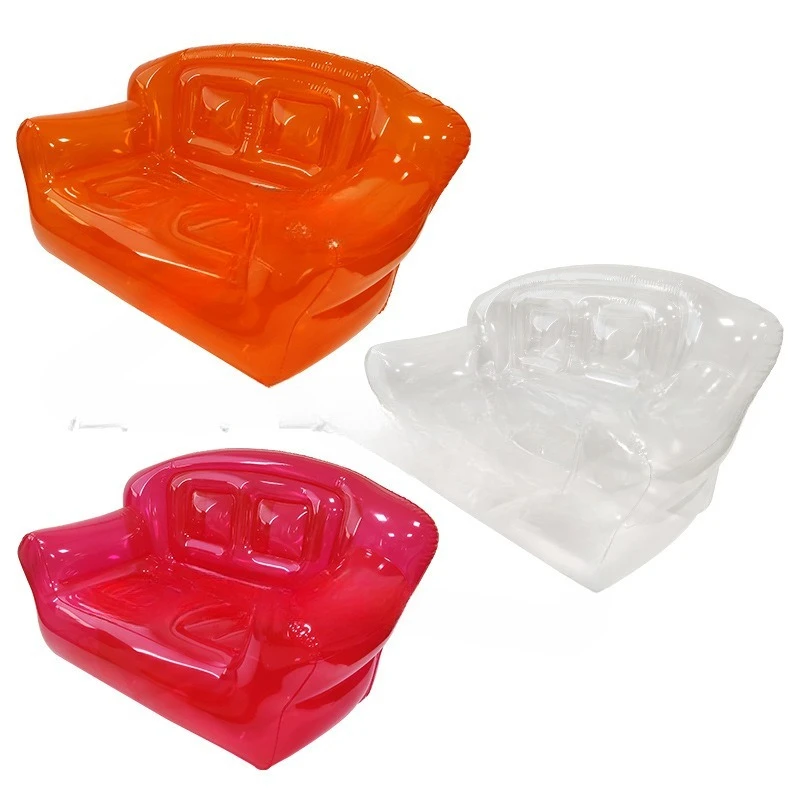 Transparent double PVC inflatable sofa, photo props outdoor beach lounger