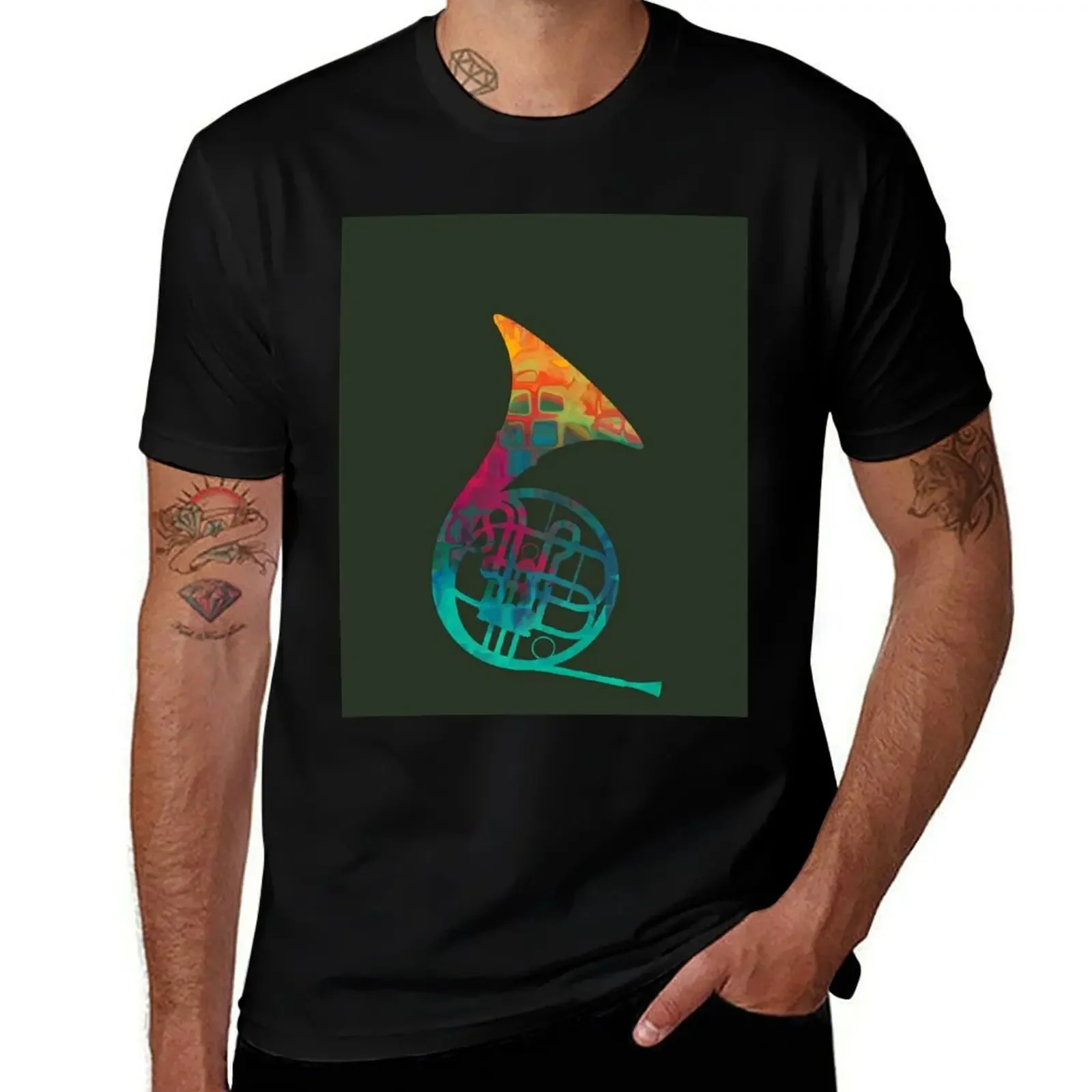 French Horn T-Shirt gifts for boyfriend man clothes big and tall t shirts for men