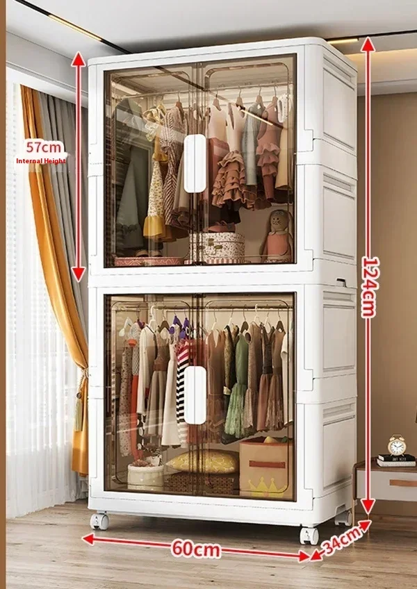 %Wardrobe Clothes Organizer Foldable Organizer Cupboard Movable Storage Cabinets for Home