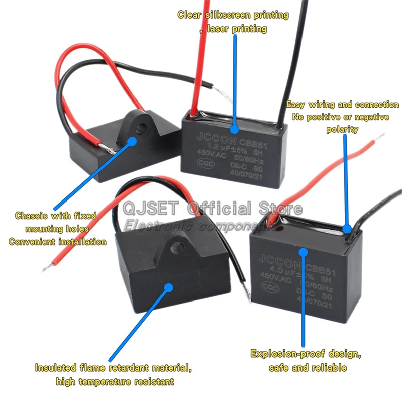 1 шт. CBB61 пусковой конденсатор вентилятора 450 В 0,8/1/1,2/1,5/2,5/3/3,5/4/4,5/5/6/7/8/10/12/15/18/20 мкФ конденсатор двигателя капота потолочного вентилятора