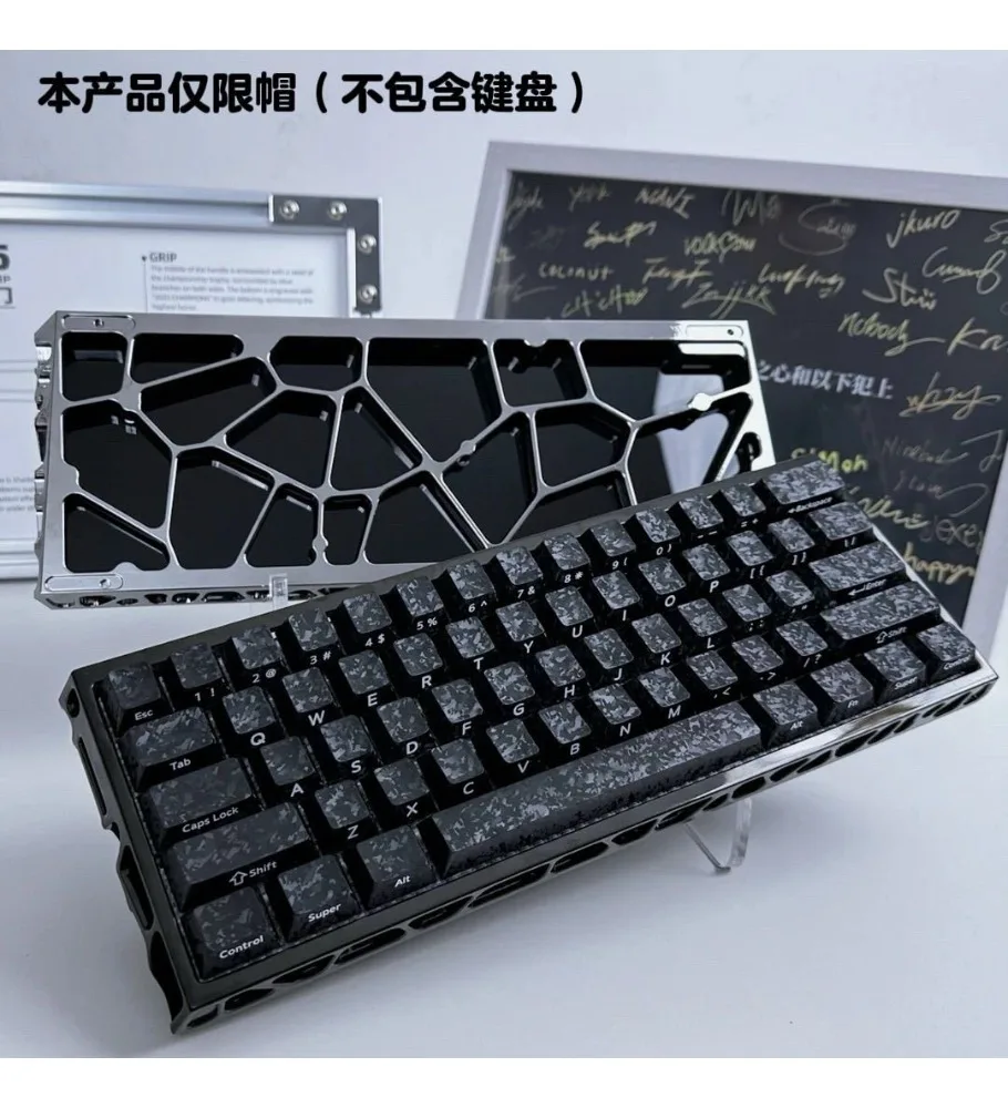 Black forged carbon fiber textured keycap side engraved carbon opaque original factory highly adapted wooting EV63