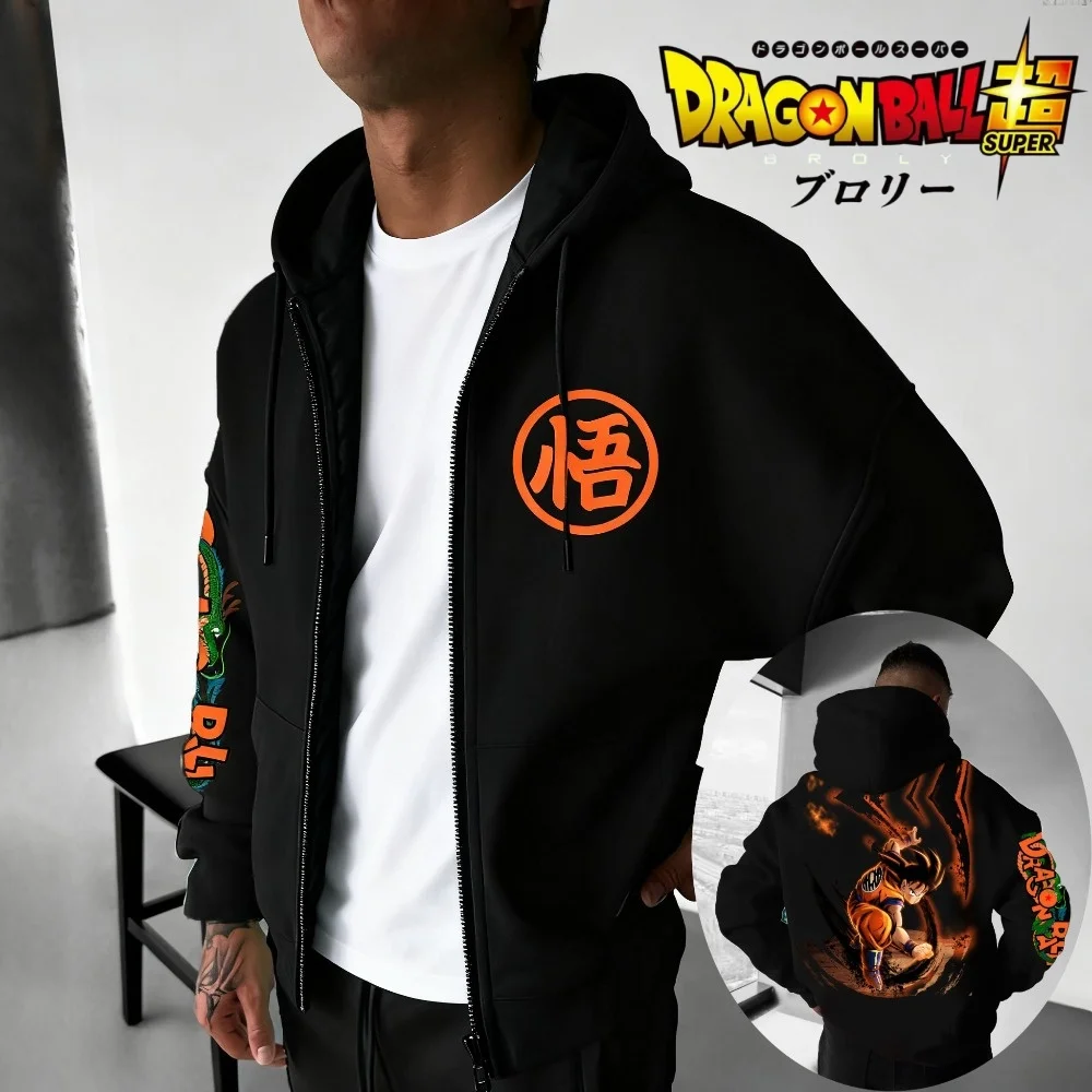 

Autumn and Winter of 2025 Dragon Ball Japanese Anime Son Goku Warm 100% Pure Cotton Printed Zipper Sweatshirt Loose Fashion Top