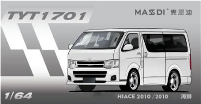 MASDI 1:64 2010 Hiace white / Black Diecast Model Car