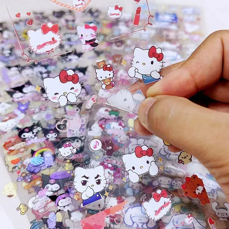 20Sheets/Set Sanrio Stickers Hellokitty Kuromi Cinnamoroll Family Series Stickers No Repetition Waterproof Diy Children Toys