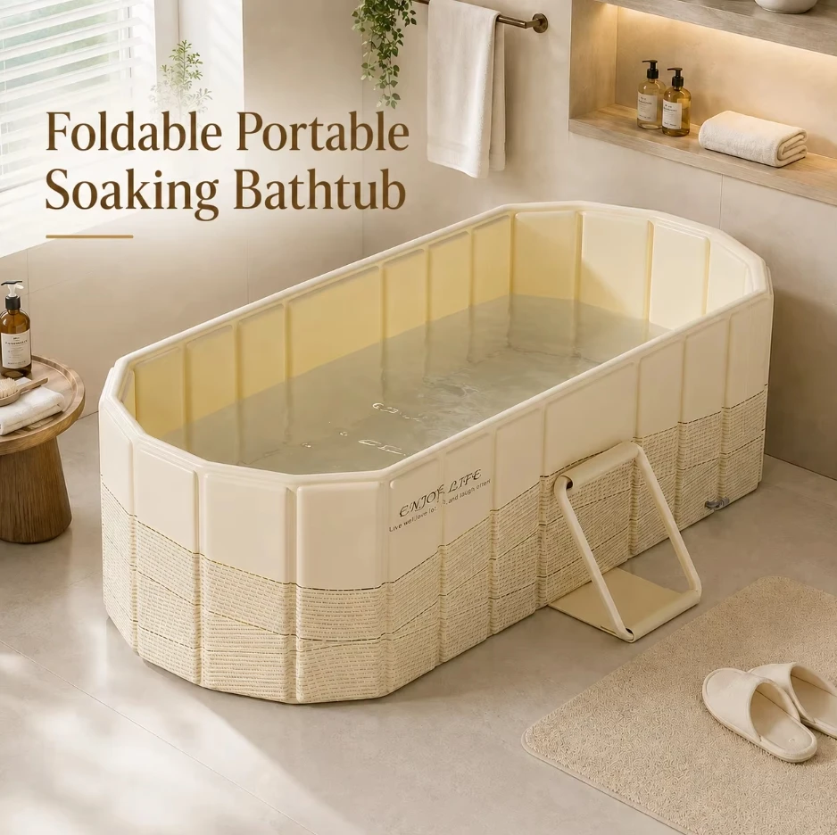 Large Collapsible Bathtub for Adults Portable Folding Bath Tub for Home Spa Soaking Hot Bath Cold Plunge