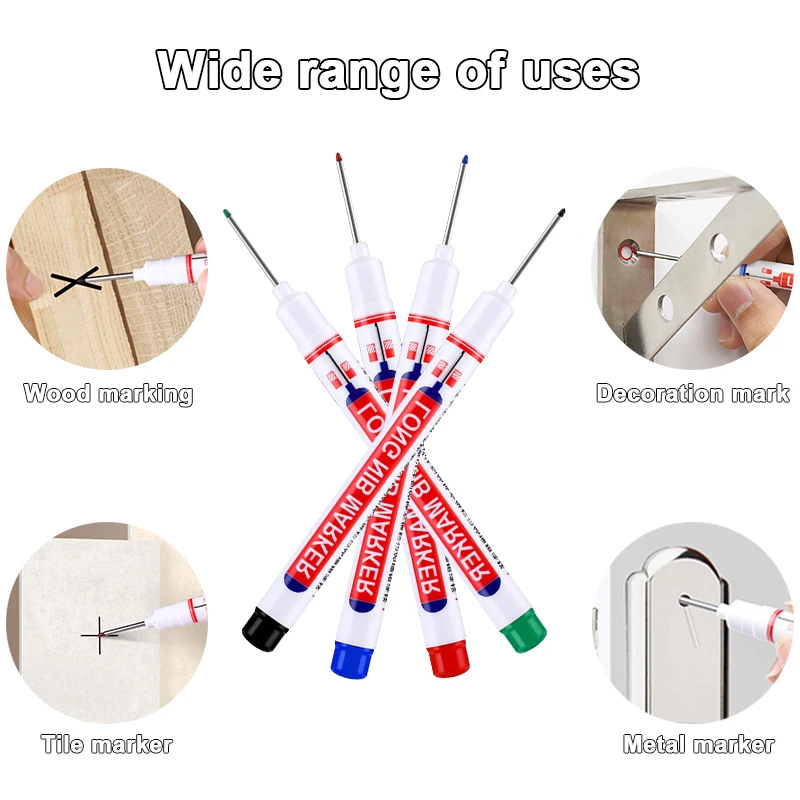 8Pcs Multipurpose 20mm Long Head Special Marker Pen House Decoration Manufacture Deep Hole Quick Drying Waterproof Oiliness Pen