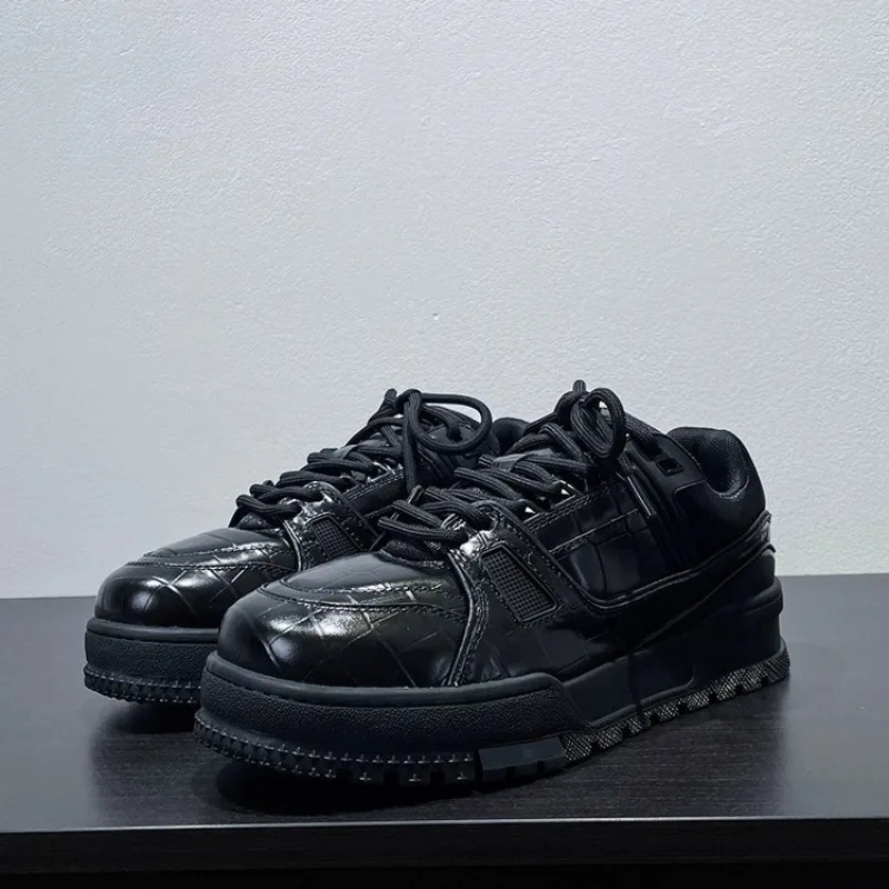 

Design Casual Shoes Men Handmade Thick Sole Sports Flats Comfortable Street Youth Trendy Sneakers Male Derby Board Shoes