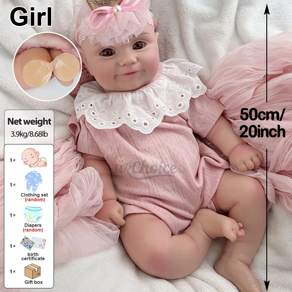 ตุ๊กตาเด็กผู้หญิง Maddie ขนาด 20 นิ้ว ทำจากซิลิโคนเนื้อนุ่มเต็มตัว สมจริงเหมือนทารกแรกเกิด รายละเอียดเหมือนจริง ผิวสัมผัสประณีต เหมาะสำหรับเป็นของเล่นเด็ก