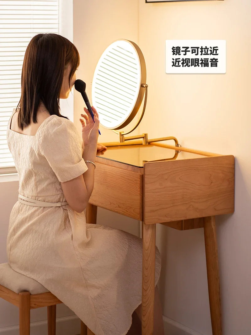 Mini dressing table, bedroom, solid wood dressing table, small and extremely narrow dressing table, Japanese style simple bedsid