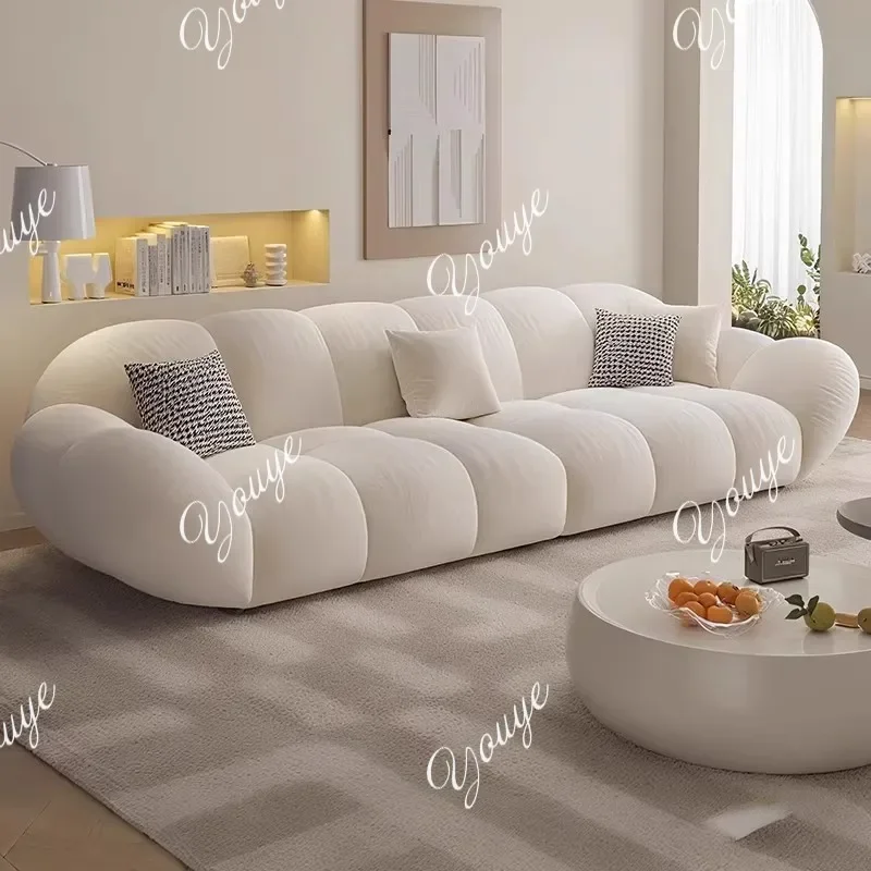 

J French Cloud Sofa Cream Style Living Room Simple Inline Small Apartment Cat Paw Velvet Sofa