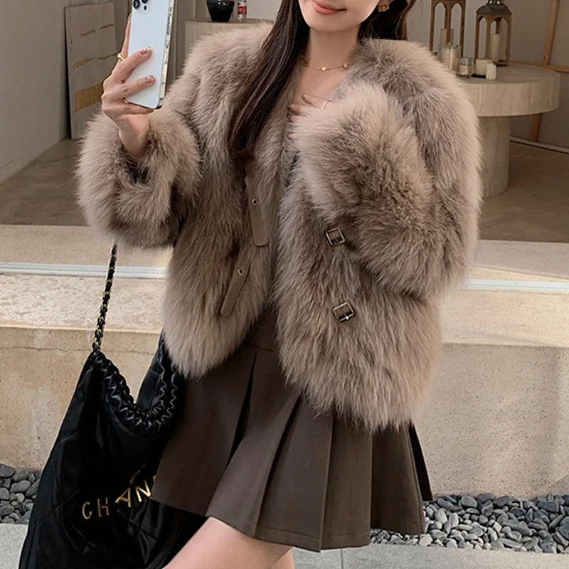 2024 Haining Fur Winter New Fox Hair Youth Fur Temperament Celebrity Style Coat Women's Short