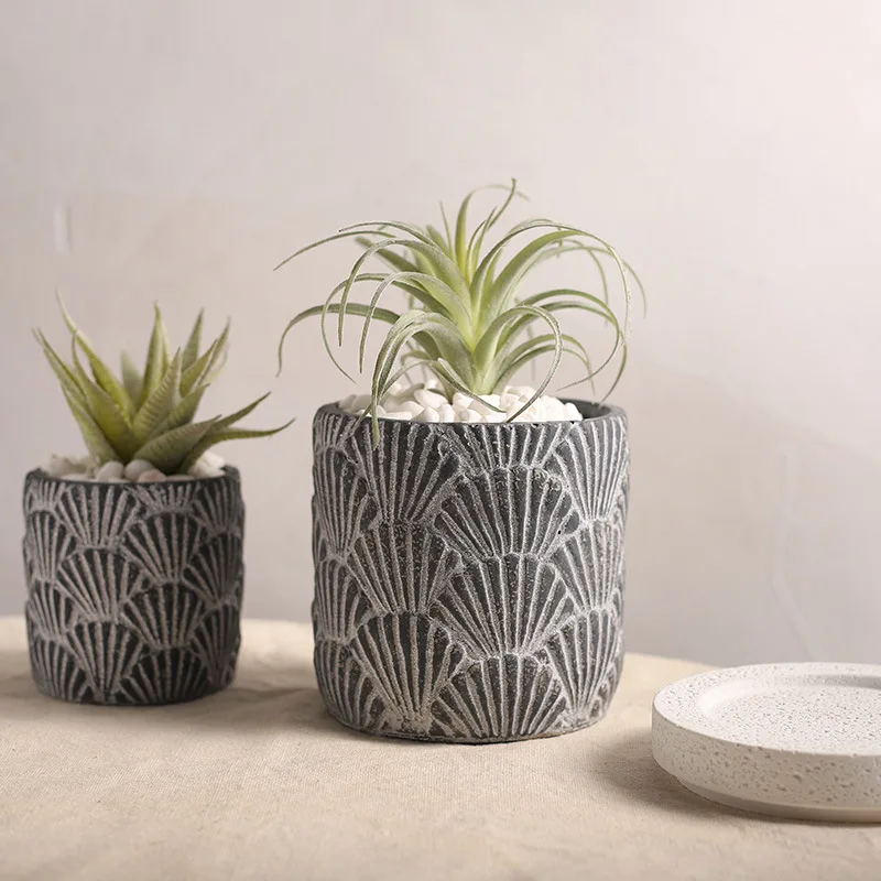 Shell Cement Flowerpot Simple Planting Container for Home Decoration Nordic Succulent Green Plant Flowerpot Desktop Decoration