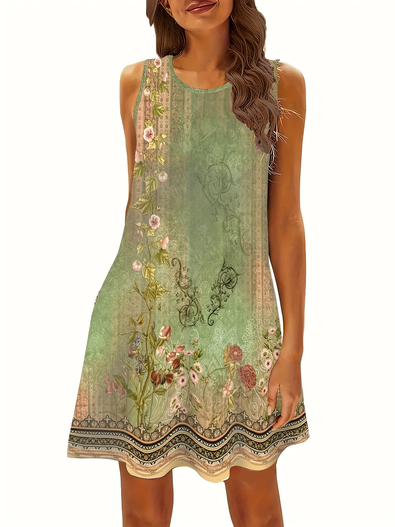 2025 New Bohemian Floral Print Mini Dress Women's Fashion Short Skirt Boho Style Clothing Spring Summer Trend