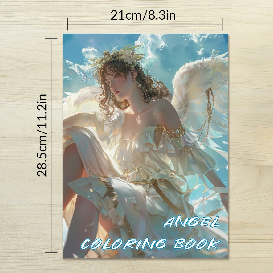 Angel Coloring Book for Adults - 8.3x 11.2 Inch 32 Page Coloring Book - Helps Reduce Stress and Ease Emotions