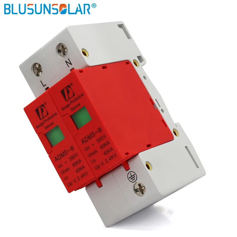 

50 PCS/Lot Din Rail 35mm 2P 380V 80KA AC SPD Household Low-Voltage Anti-Lightning Surge Protective Device High Quality