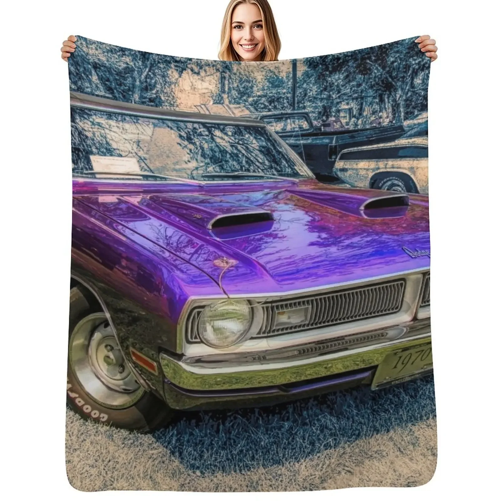 

Purple 1970 Dart Swinger Front Throw Blanket Luxury Thicken blankets ands anime Blanket