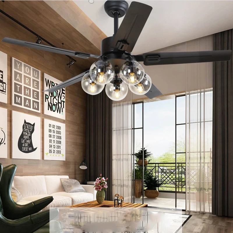 Nordic Magic Bean Restaurant Ceiling Fan Lamp Modern Simple Living Room DC Reversal Ceiling Fan With Light Remote Control Retro