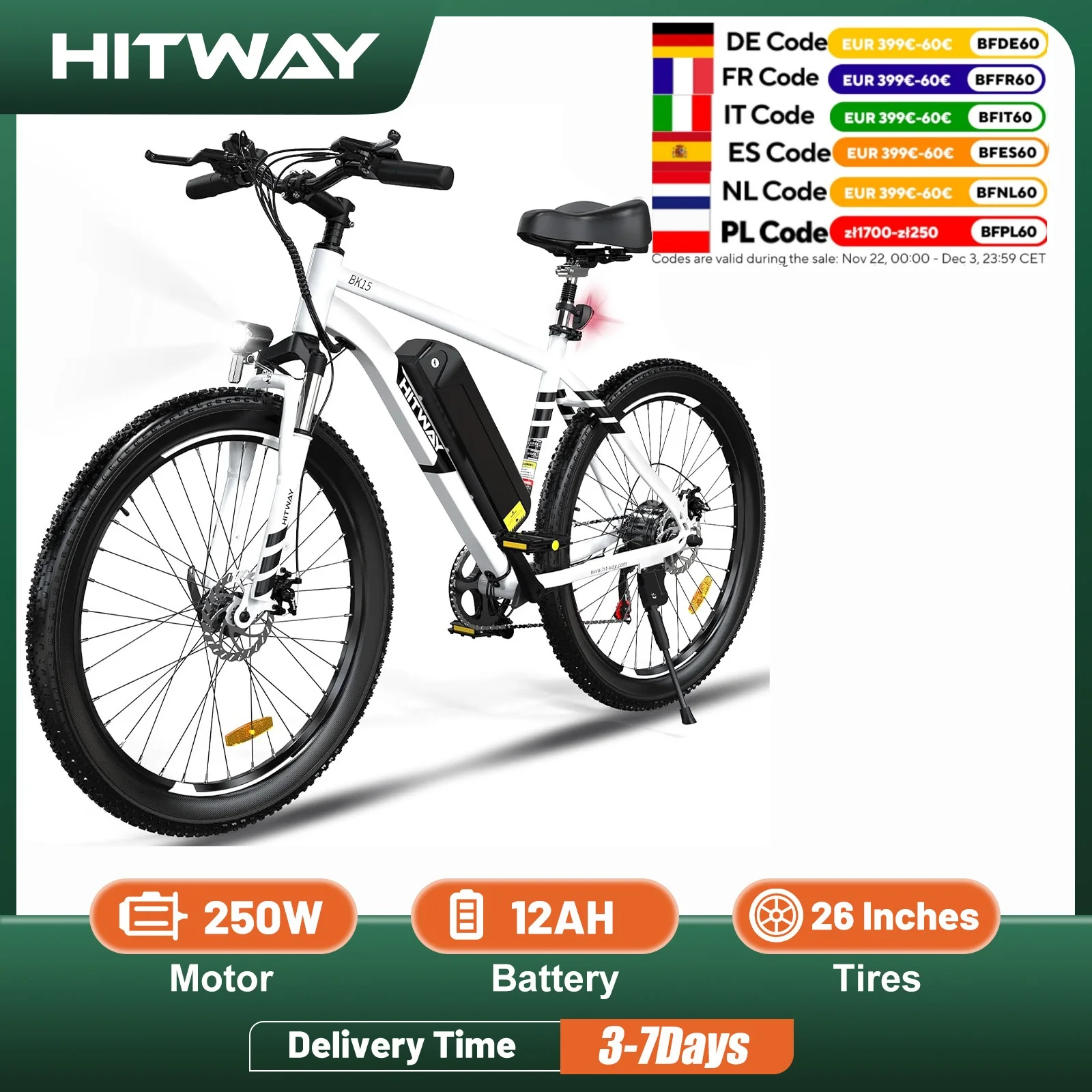 HITWAY Electric Bicycle E-Mountain Bike 26