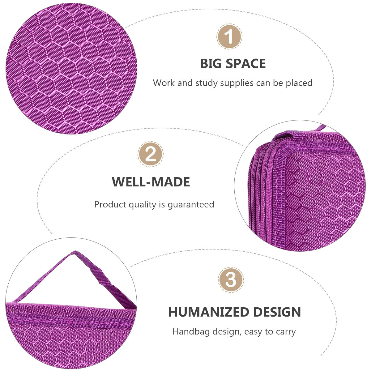 

Students Stationery Pouch Pencil Case and Bag Colored Coloring 4-layer Holder Purple