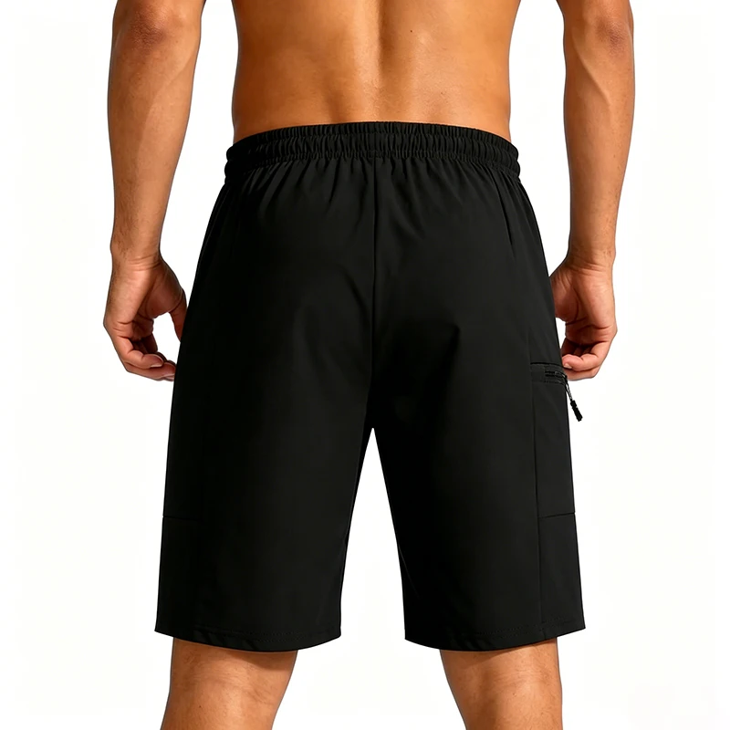 Men Sports Cargo Shorts Summer Elastic Drawstring Waist Loose Fit Zipper Side Pockets Gym Workout Daily Outdoor Street Bottoms