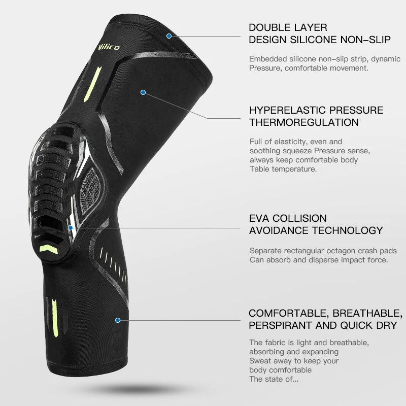 Compression Sports Knee Pads With High Elasticity Breathability Shock Absorption For Running Arthritis To Alleviate Joint Pain