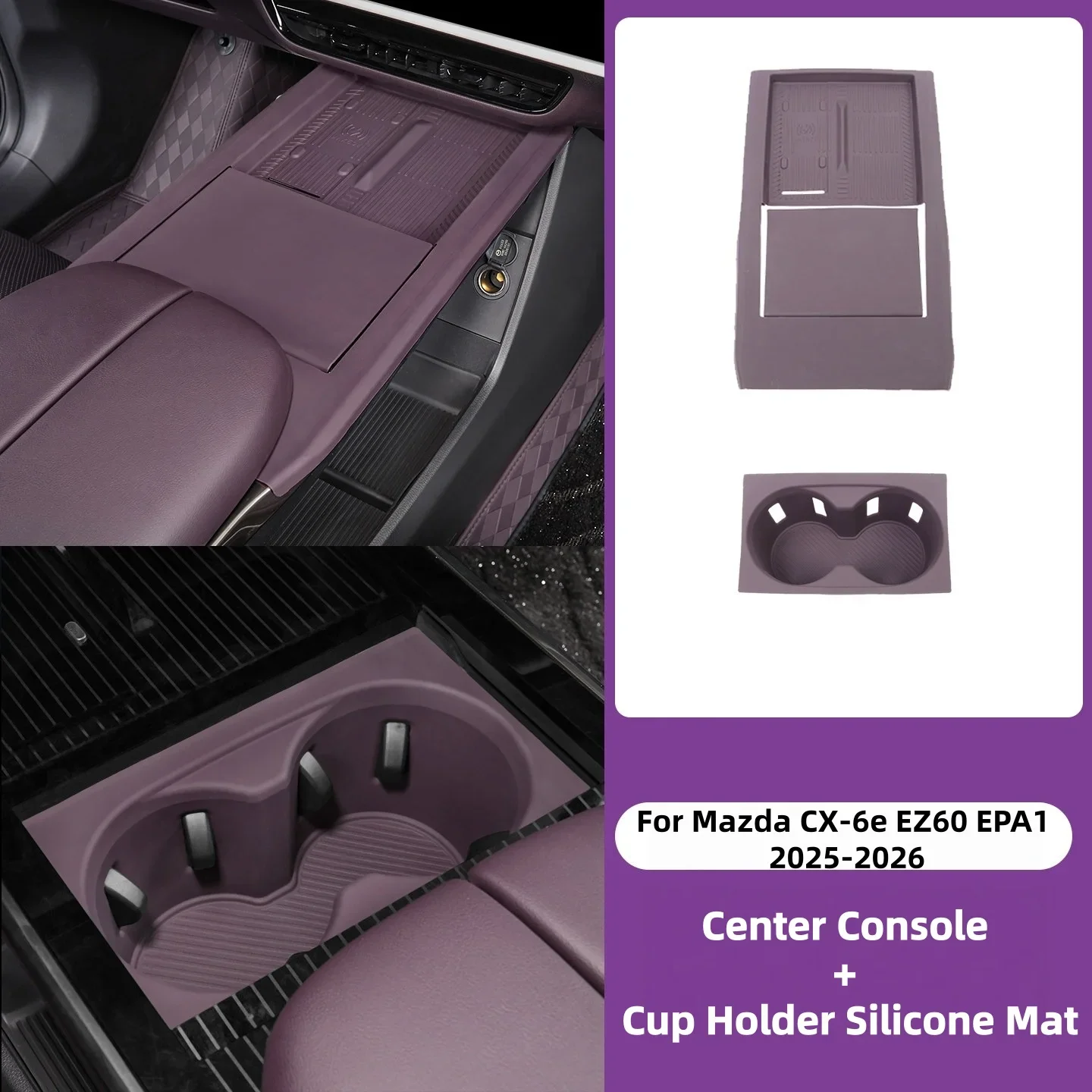 For Mazda CX-6e EZ-60 J90A 2025 2026 Silicone Water Cup Holder Car Door Tray Organizer Center Console Storage Mat Protective Pad