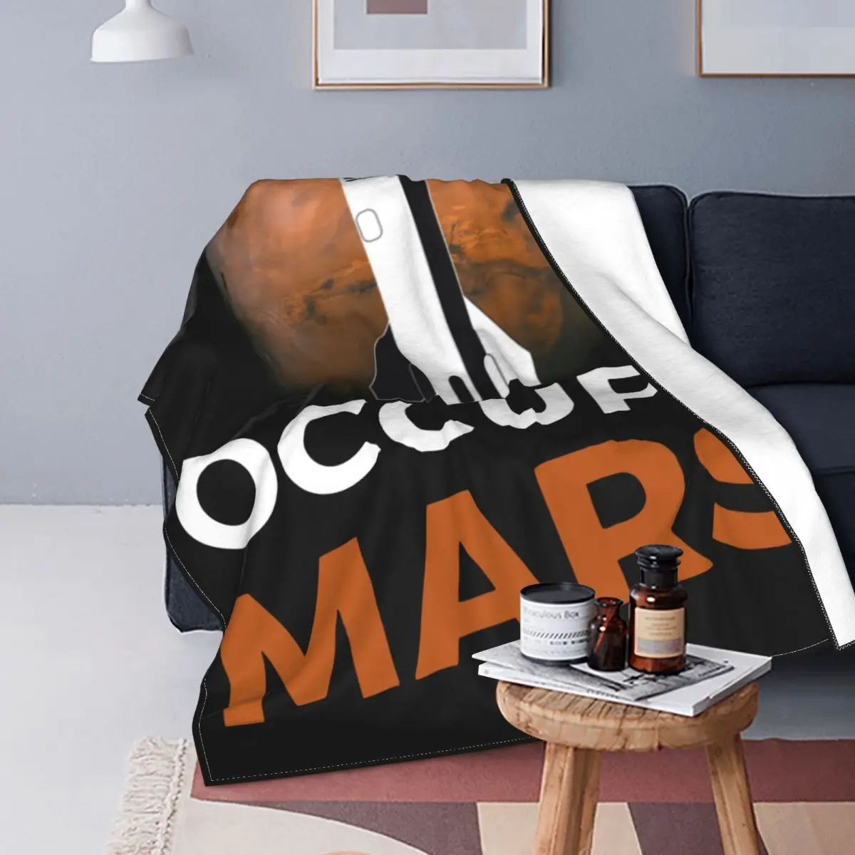 Occupy Mars Spacex Starship Flying Elon Musk Blanket Flannel All Season Multi-function Soft Throw Blankets for Bed Bedroom Quilt