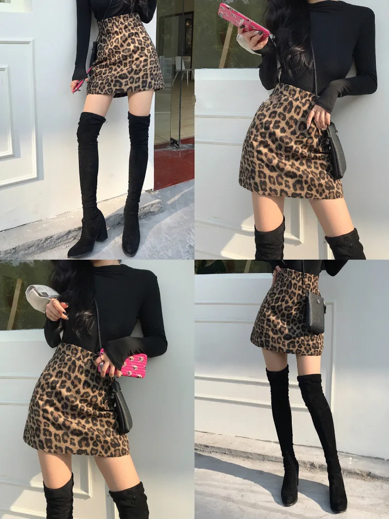 WERUERUYU Women\'s Leopard Printed Skirt High Waist Sexy Pencil Bodycon Hip Mini Fits All Seasons Casual Snake Skirt