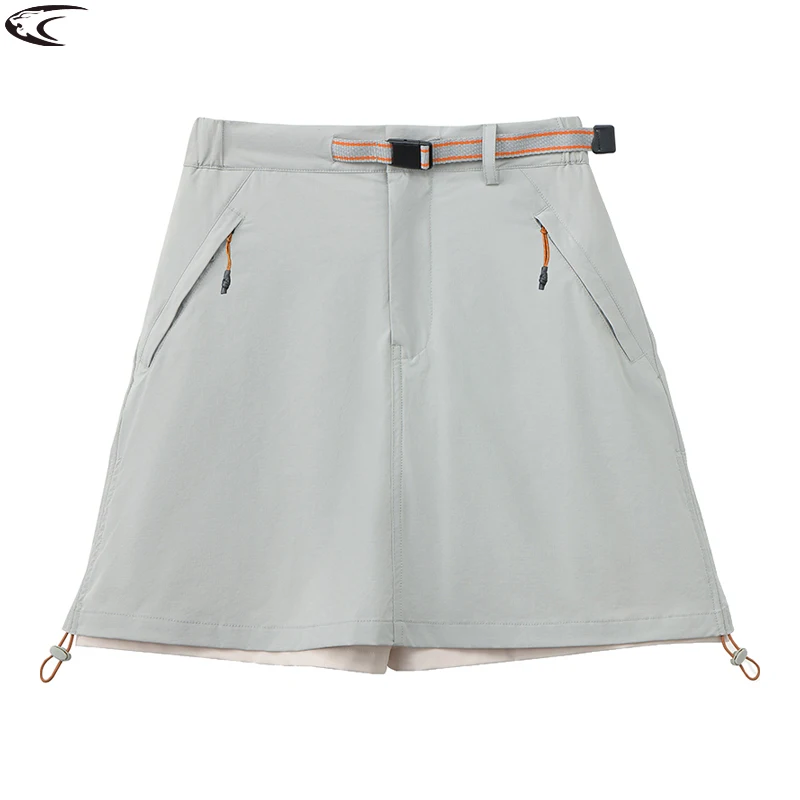 LNGXO Pantalones cortos de senderismo para mujer, ropa de trabajo elástica ligera para exteriores, culottes para acampar, escalar, correr, pantalones cortos antiexposición, falda