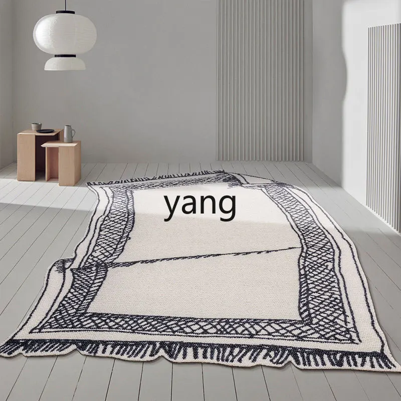 LXL Irregular Wool Carpet Special-Shaped Black and White Advanced Living Room Study Bedroom Floor Mat