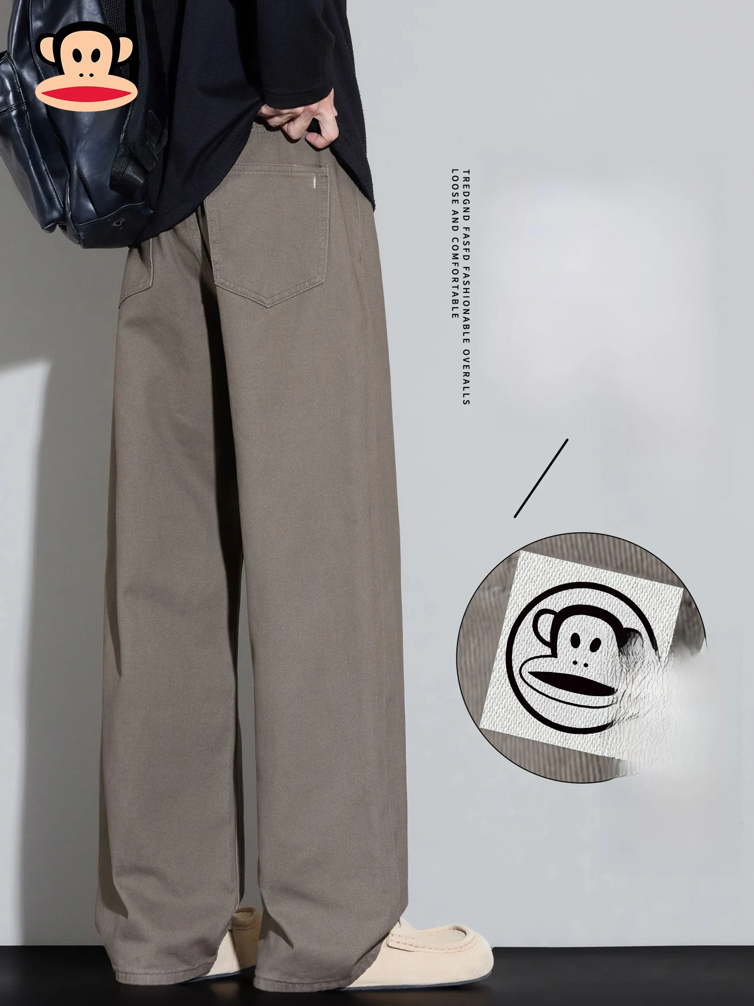 

PaulFrank Pure Cotton Workwear Casual Pants Men's Winter Warm Loose Fce Straight Leg Trousers Comfortable Straight Fit